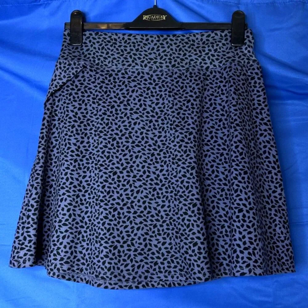 Eddie Bauer Women Blue Kacey Faux Wrap Athletic Skirt Sz M Activewear Animal Gym